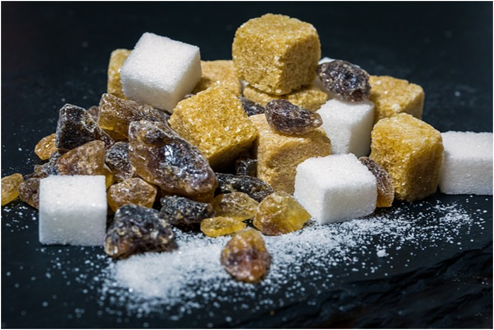 opium Assorted types of sugar in various textures and colors displayed in small containers